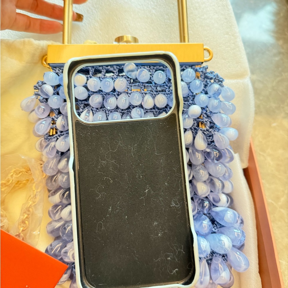 cult gaia Periwinkle Beaded Clutch with Gold Frame - Picture 13 of 13